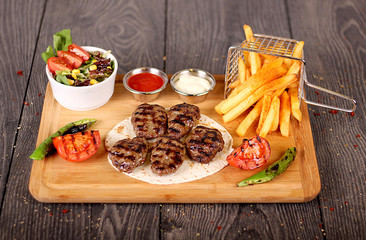 Meat Grilled with Salad
