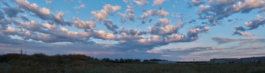 Panorama of beautiful clouds in the blue sky
