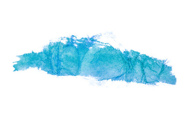 blue blot of watercolor paint on paper crumpled
