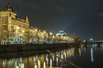 Fototapeta na wymiar Night promenade of old Prague