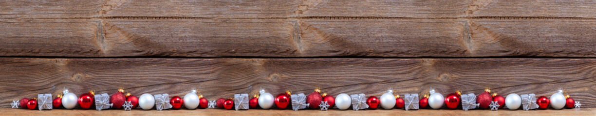 christmas background with silver and red decorations