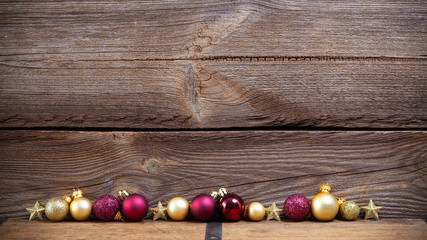 christmas background with golden and red decorations