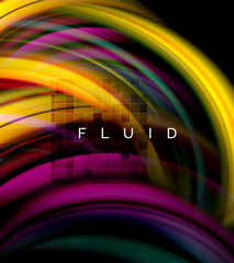 Fluid smooth wave abstract background, flowing glowing color motion concept, trendy abstract layout template for business or technology presentation or web brochure cover, wallpaper