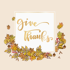 Give Thanks - vector illustration thanksgiving card