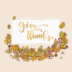 Give Thanks - vector illustration thanksgiving card