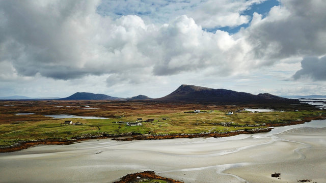 Luftbild der S&uuml;dk&uuml;ste von Nord-Uist, Hebriden