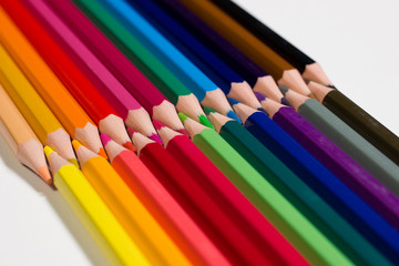 Color pencils on a white background