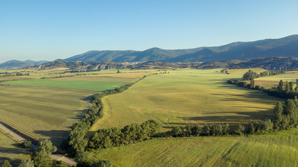Fototapeta na wymiar Air landscape of green fields