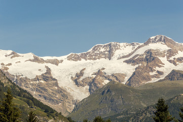 Panoramic view of Mount Rose in the Gressoney valley in summer