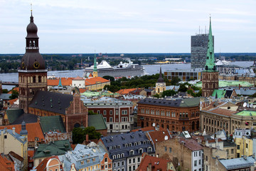 View from above to Riga on the summer day.Latvia.The Baltic States.