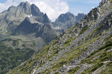 Tatra Mountains peak panorama, view from mountain Ostrva, Slovakia.
