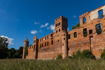 Ruins of a gothic castle in Szymbark, Masuria, Poland