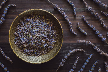 Brass Bowl of Dried Lavender