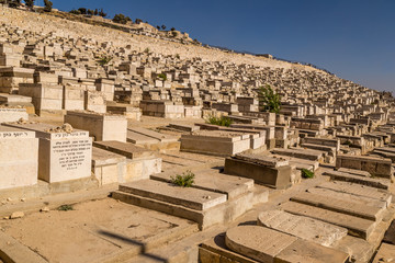 Graves at old Jewish cemetery in Jerusalem