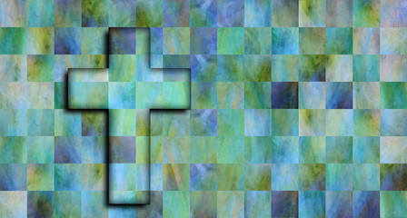 Cross hidden on a checkerboard pattern