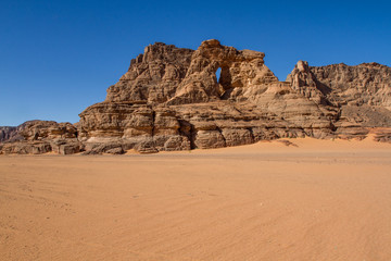 Fototapeta na wymiar Amazing rock formation in Tadrart Rouge. Tassili n’Ajjer National Park, Algeria 