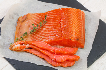 Raw trout fillet