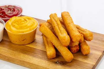 Chicken fingers with sauce