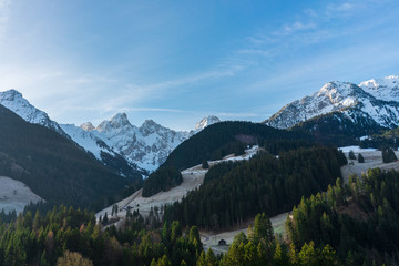 Fototapeta na wymiar Sunrise light in Swizerland Alps