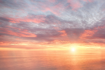 Majestic summer sunset over the Chudskoy lake