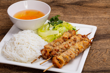 Grilled chicken skewers