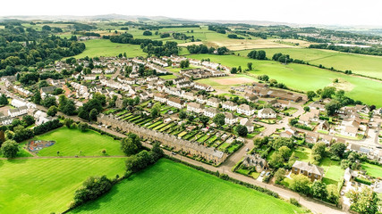 Aerial view over the village of Kilbarchan and surrounding countryside.