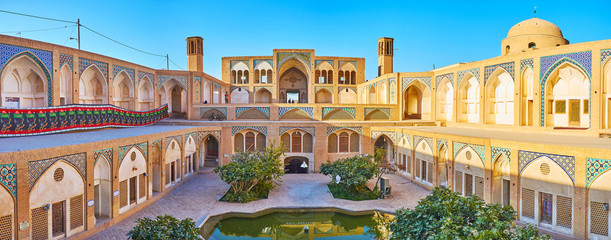 Panorama of Agha Bozorg Mosque, Kashan, Iran