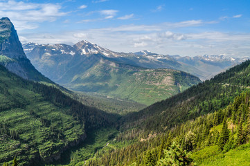 Fototapeta na wymiar Montana's Glacier National Park Green Valley Below