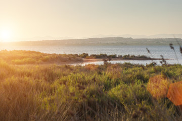 Sea lagoon at sunset