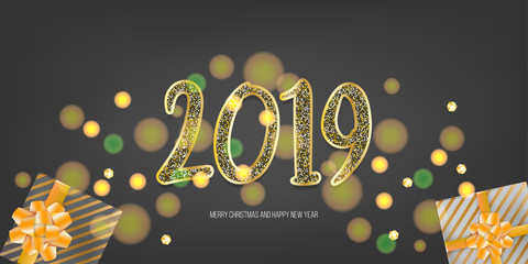 2019 new year golden banner