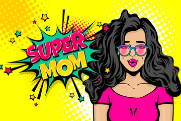 Young sexy mom woman pop art