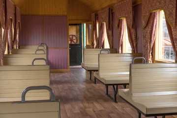 interior of the old railway passenger car