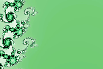 ecology card in green with copyspace, decored by fractals ornament
