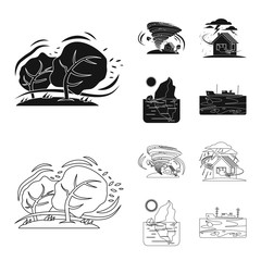 Isolated object of natural and disaster icon. Collection of natural and risk vector icon for stock.