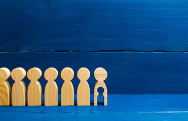 Generations of people are standing on a blue background. The chain of procreation is interrupted by...