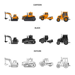 Vector illustration of build and construction sign. Set of build and machinery vector icon for stock.