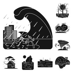 Vector illustration of natural and disaster symbol. Collection of natural and risk vector icon for stock.