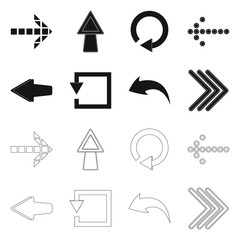 Isolated object of element and arrow sign. Set of element and direction vector icon for stock.