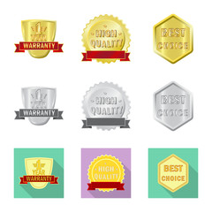 Vector illustration of emblem and badge logo. Collection of emblem and sticker vector icon for stock.
