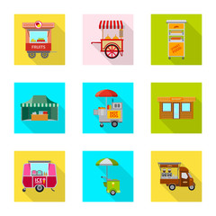 Vector design of market and exterior logo. Set of market and food stock vector illustration.