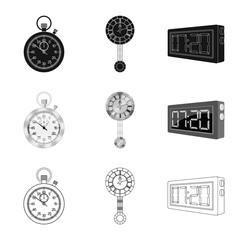 Fototapeta na wymiar Vector design of clock and time logo. Collection of clock and circle stock symbol for web.