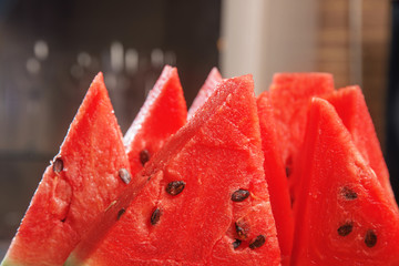 Sliced ripe watermelon close-up.