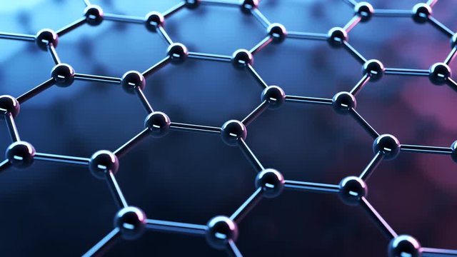 Loopable graphene structure. Rows of carbon atoms. Slow waving movement.