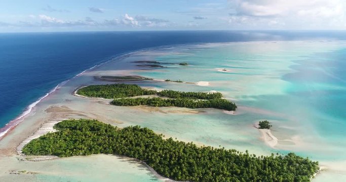 atoll in aerial view, French Polynesia