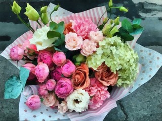 Acrylic painting on canvas art poster in floral motif. Modern style fashion artwork. Digital big size print in high resolution. Surreal flower in bright design. Beautiful flower bouquet. Wedding decor