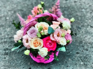 Acrylic painting on canvas art poster in floral motif. Modern style fashion artwork. Digital big size print in high resolution. Surreal flower in bright design. Beautiful flower bouquet. Wedding decor