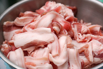 raw meat bacon beef marinated for cooking