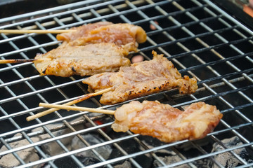 barbecue grilled pork, shrimp, mushroom, beef outdoor grill stove