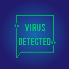 Word writing text Virus Detected. Business concept for A computer program used to prevent and remove malware.