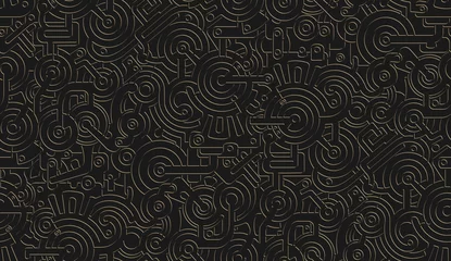 Wallpaper murals Industrial style Seamless Vector Mechanical Pattern Texture. Isolated. Steampunk. Metallic. Gold and black